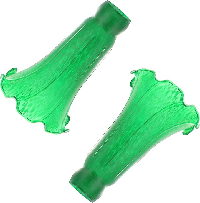 Lily Flower Glass Lampshade Replacement, 2 Pack,Tulip Style Table Floor Lamp Shade Replacement 4.2" x 4.2" x 6.7" (Green)