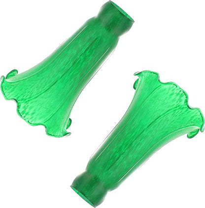 Lily Flower Glass Lampshade Replacement, 2 Pack,Tulip Style Table Floor Lamp Shade Replacement 4.2" x 4.2" x 6.7" (Green)