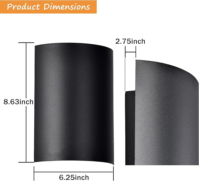 Alighting Modern LED Outdoor Wall Sconce Up Down Lights, 1371LM 3000K Waterproof Black Exterior Light Fixture for House, Sand Textured Iron Hardwired Outdoor Wall Mount for Garage, Front Door, Patio