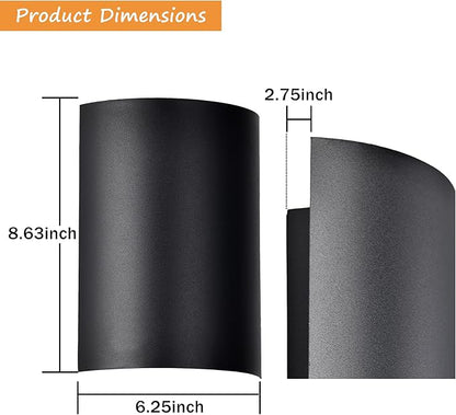 Alighting Modern LED Outdoor Wall Sconce Up Down Lights, 1371LM 3000K Waterproof Black Exterior Light Fixture for House, Sand Textured Iron Hardwired Outdoor Wall Mount for Garage, Front Door, Patio