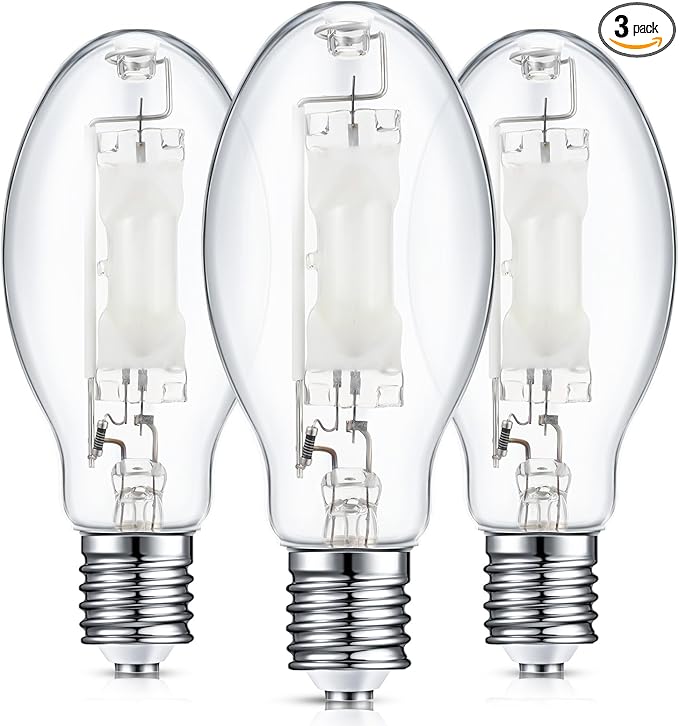 3 Pcs 400 Watt Lighting Metal Halide Lamp MH400/U/MOG 36000 Lumen 4000K Outdoor Light Bulb 12, 000 Hour Span Life Mogul Base (E39) ED28 High Intensity Discharge Metal Halide Bulb(400 Watt)