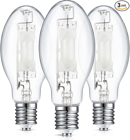 3 Pcs 400 Watt Lighting Metal Halide Lamp MH400/U/MOG 36000 Lumen 4000K Outdoor Light Bulb 12, 000 Hour Span Life Mogul Base (E39) ED28 High Intensity Discharge Metal Halide Bulb(400 Watt)
