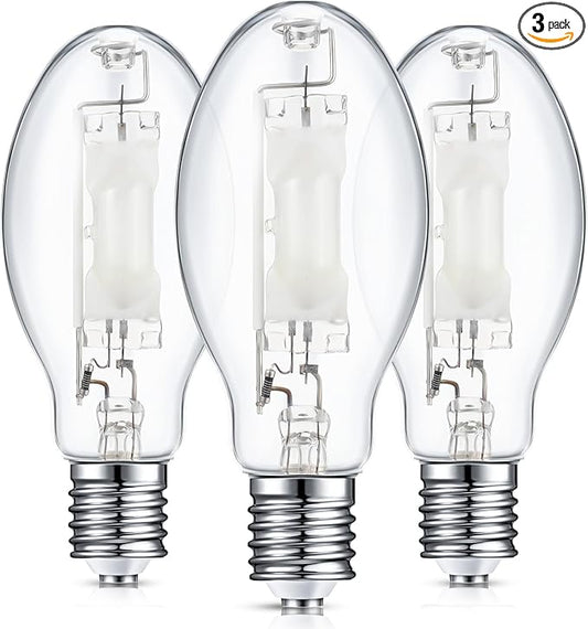 3 Pcs 400 Watt Lighting Metal Halide Lamp MH400/U/MOG 36000 Lumen 4000K Outdoor Light Bulb 12, 000 Hour Span Life Mogul Base (E39) ED28 High Intensity Discharge Metal Halide Bulb(400 Watt)