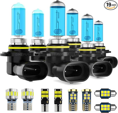 Headlight Bulbs Compatible with Toyota 4Runner 2003-2005, High Low Beam Fog Light Bulb Combo + Interior Bulbs Package + License Plate Lights,Plug and Play, Pack of 19