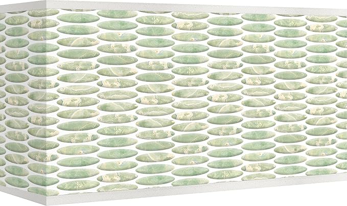 Rectangular Print Lamp Shade Oval Tempo Green Large 17" Wide x 8" Deep x 10" High Spider with Replacement Harp and Finial Fitting - Giclee Glow