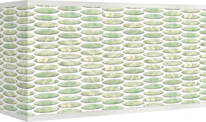 Rectangular Print Lamp Shade Oval Tempo Green Large 17" Wide x 8" Deep x 10" High Spider with Replacement Harp and Finial Fitting - Giclee Glow