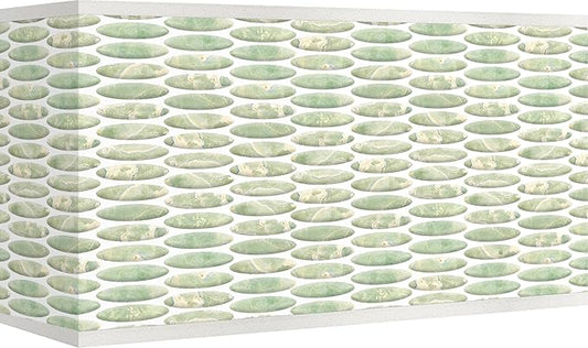 Rectangular Print Lamp Shade Oval Tempo Green Large 17" Wide x 8" Deep x 10" High Spider with Replacement Harp and Finial Fitting - Giclee Glow