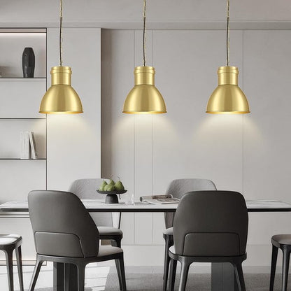 BoostArea Gold Pendant Lights Kitchen Island, 10.6" Large Metal Shade and 70.9'' Adjustable Height, Modern Pendant Lighting Fixtures,Farmhouse Hanging Pendant Light for Kitchen Island/Bar,No E26 Bulb