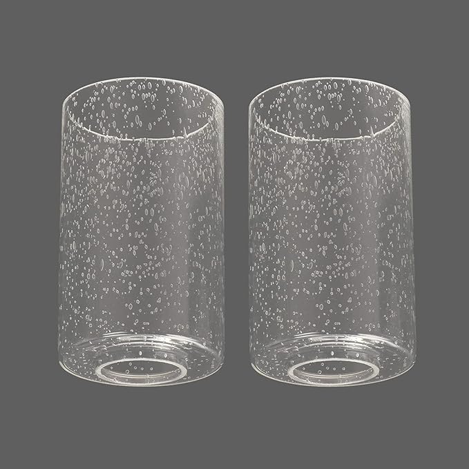 2 Pack Clear Seeded Glass Shade, Cylinder Light Fixture Replacement Globe or Cover with 1-5/8-Inch Fitter for Chandelier Wall Sconce Pendant Light, G0004