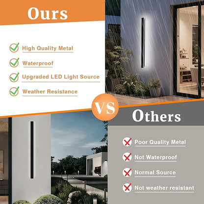 Modern Black Outdoor Wall Lights for House 59.1" Garage Exterior Lighting Fixtures LED IP65 Outdoor Wall Light Dimmable 3000K-6000K Long Strip Anti-Rust Wall Lamp for Patio Passage Porch
