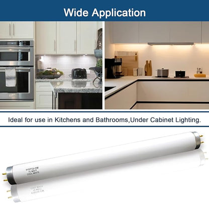 (4Pack) F15T12-CW 15W T12 Cool White 18" Fluorescent Light Bulb,Replace G E,Sylvania 21532,Philips Lamp Light Bulb,4100K Cool White, Medium Bi-Pin G13 Base