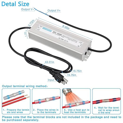 LED Driver 36V400W Waterproof Power Supply 110V/130V AC to 36V DC 11.1A Low Voltage Transformer IP67 Outdoor Lighting Sign LED Lighting and Any 36V DC LED