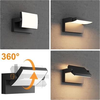 2 Pack Modern Outdoor Lights, 40W Black LED Exterior Light Fixture, 3000K Outdoor Wall Sconce, IP65 Waterproof Porch Lights for House
