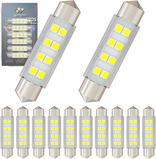 578 Festoon LED Bulb Extremely Super Bright 6000K White,211-2 LED Bulbs,212-2 LED Map Bulb 43mm 44mm DC 24V for Truck Interior Reading Trunk Lights (Pack 12)