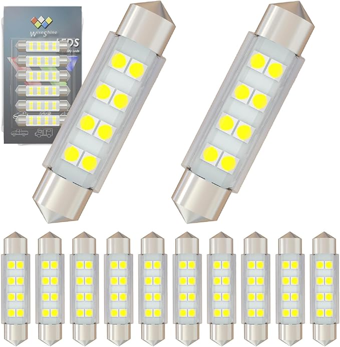 578 Festoon LED Bulb Extremely Super Bright 6000K White,211-2 LED Bulbs,212-2 LED Map Bulb 43mm 44mm DC 12V for Automotive Interior Reading Trunk Lights (Pack 12)
