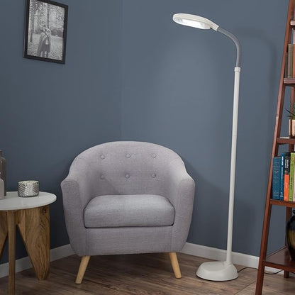Bedford Home Floor Lamp - Full Spectrum Natural Sunlight Lamp with Bendable Neck - Reading, Craft, Studying, and Esthetician Light (Beige)