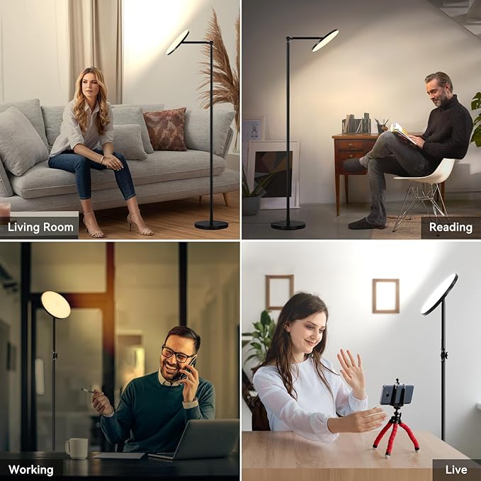 Floor Lamps for Living Room, 30W Super Bright LED Floor Lamp, Stepless Dimmable Tall Standing Lamp, Torchiere Floor Lamps with Touch Control, Modern Floor Lamp for Bedroom, Office