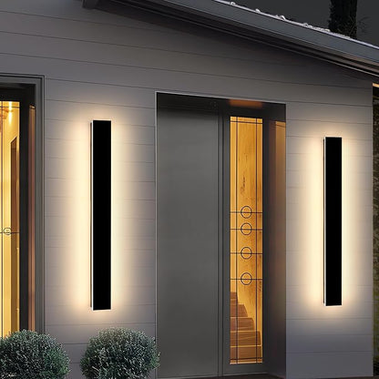 Mikeru 31.4" 2Pack Outdoor Wall Sconce 3000K Warm White - IP65 Waterproof Black Exterior Light, Hardwired Wall Mounted Fixture for Porch, Patio & Entryway | Non-Dimmable Weatherproof Design