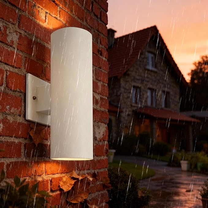 Modern Outdoor Wall Lights,Stainless Steel, 23W 3000K Integrated LED Cylinder Up Down Wall Sconce Porch Lighting IP65 Waterproof Patio Wall Light Fixture for House Porch Entryway