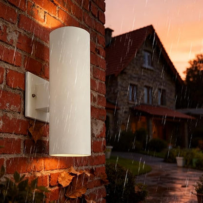 Modern Outdoor Wall Lights,Stainless Steel, 23W 3000K Integrated LED Cylinder Up Down Wall Sconce Porch Lighting IP65 Waterproof Patio Wall Light Fixture for House Porch Entryway