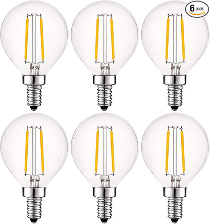 LUXRITE 4W Vintage G16.5 LED Globe Light Bulbs Dimmable, 2700K Warm White, 400 Lumens, E12 LED Bulb 40W Equivalent, Clear Glass, Edison Filament LED Candelabra Bulb, UL Listed (6 Pack)