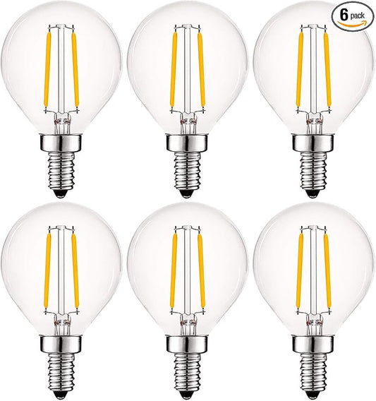 LUXRITE 4W Vintage G16.5 LED Globe Light Bulbs Dimmable, 2700K Warm White, 400 Lumens, E12 LED Bulb 40W Equivalent, Clear Glass, Edison Filament LED Candelabra Bulb, UL Listed (6 Pack)