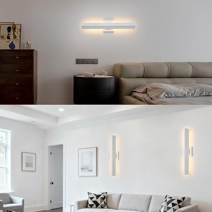 2 Pack LED Outdoor Wall Lights Dimmable,20W 3000K,21.9" Modern Textured White Outdoor Wall Sconce, IP65 Waterproof, Linear Exterior Wall Light for Entrance, Hallway, Garage, Porch