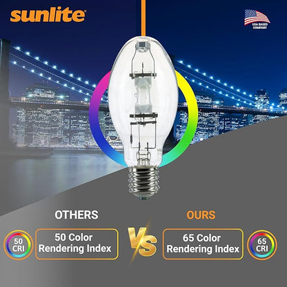 Sunlite 03680-SU MH1000/U/BT37 M47 Metal Halide Lamp, 1000 Watts, Mogul Base (E39), BT37, 12,000 Hours Life, 110,000 Lumen, Clear Finish, 4000K