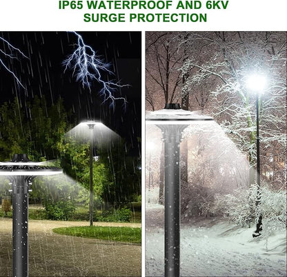 80W LED Post Top Light with Photocell, 11200 lumens 5000K Circular Area Pole Lights, IP65 Waterproof Outdoor Post Light Fixtures for Garden Yard Street Parking Lot Lighting UL Listed, AC100-277V