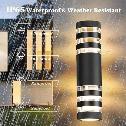 8Pack 15inch LED Cylinder Up & Down Wall Lights,18W Modern Outdoor Wall Light 4000K Day White Aluminum Body Waterproof IP65 LED Exterior Light Fixtures Wall Mount for House Patio Garage Garden