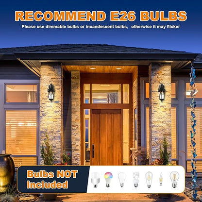 Motion Sensor Outdoor Lights, Dusk to Dawn Outdoor Wall Lights with 220° Detection & 3 Modes, IP65 Waterproof Exterior Lighting Fixtures for House Porch Patio Garage (Gold Trim)