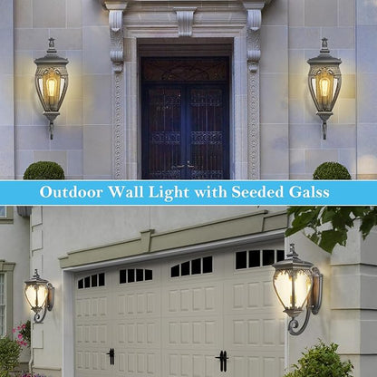 Large Outdoor Wall Lights Exterior Lighting Fixtures, 24.6 Inch Waterproof Large Outdoor Lanterns for Porch Light Fixture, Black Exterior Sconce Light for Outside House Garage Patio