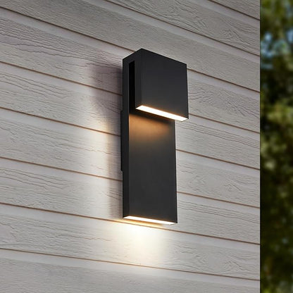 Modern Porch Lights with 2 Pack,Outdoor Indoor Integrated LED Wall Lights,2-Light Total 17W,3000K, Textured Black Finish,Outside Lights Waterproof for House Front Door Patio Garage