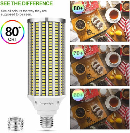 DragonLight 120W Super Bright LED Corn Light Bulbs (800 Watt Equivalent) - E26/E39 Large Mogul Base LED Lamp 5000K Daylight 14,400 Lumens for High Bay Area Lighting, Pack of 2
