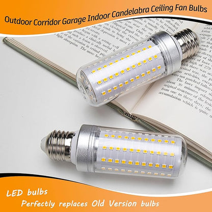 1.57 x 4.92 inch Big E26 15W LED Bulbs 2700K Warm White 2000 Lumen 150 Watt Equivalent Incandescent Bulbs for Outdoor Home attic Corridor Garage Indoor Candelabra Ceiling Fan Bulbs,Non-dimmable,2 Pack
