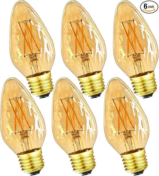 Leools E26 Vintage Edison Bulbs 6W Dimmable LED Bulbs 2700K Amber Warm White 600lm 6 Pack 120V AC E26 Medium Base Light Bulbs for Pendant Light Fixture,6-Pack