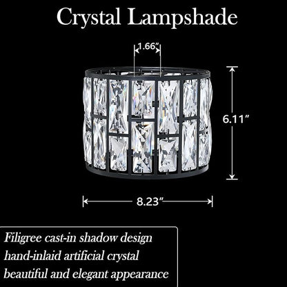 Crystal Metal Pendant Ceiling Chandelier Wall Sconce Lamp Replacement Covers Shade Fixture Black Finish D8.3"*H6.1"