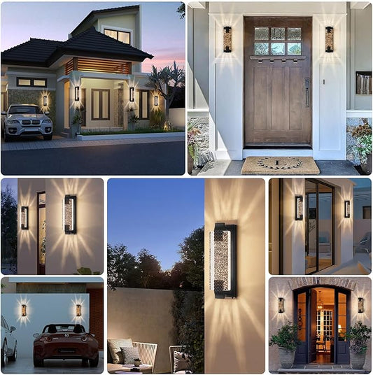 camuucci Dusk to Dawn Outdoor Light,15.7 Inches LED Porch Lights Outdoor Waterproof Modern Outside Sconce Wall Mount for Doorway Hallway Porch Patio Yard Doorway Black