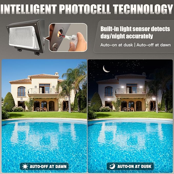 LED Wall Pack Light 8Pack 75/65/50W with Dusk-to-Dawn Sensor, 11250 LM 6000/5000/4000K LED Security Flood Lighting, 120V Outdoor Wall Lights for Parking Lots|Warehouses|Factories|Yard