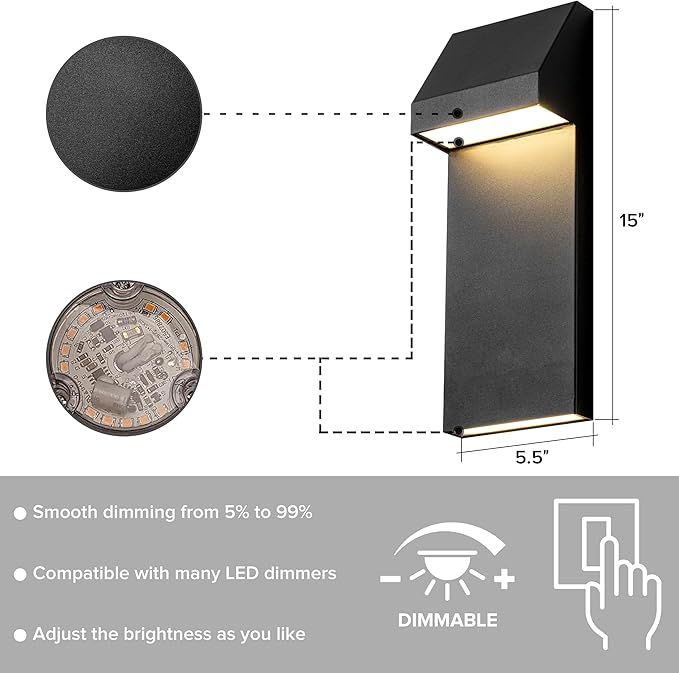 Modern LED Outdoor Wall Sconce Twins Integrated LED Outdoor Wall Mount,Anti Rust Textured Black Suit for Wet Locations and All Rooms,Easily Installed in Any Direction.Bulb Included.