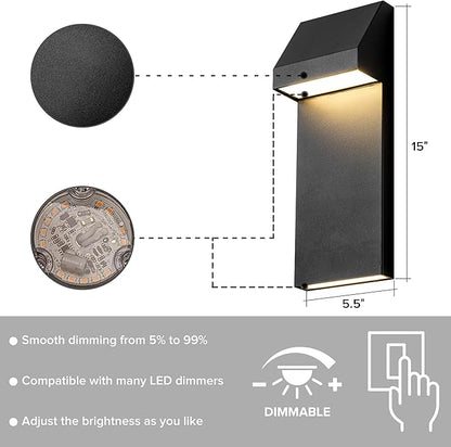Canto LED Outdoor Wall Sconce 26W Integrated LED Outdoor Wall Mount,Anti Rust Textured Black Suit for Wet Locations and All Rooms,Easily Installed in Any Direction.Bulb Included.
