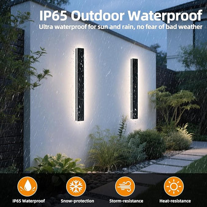 Upgrade Widened 2 Pack Modern Outdoor Wall Lights, 39.3inch Long Linear LED Wall Sconce, 3000K Warm White, IP65 Waterproof, 36W, Minimalist Black Exterior Lamp Fixture for Porch, Garden, Balcony