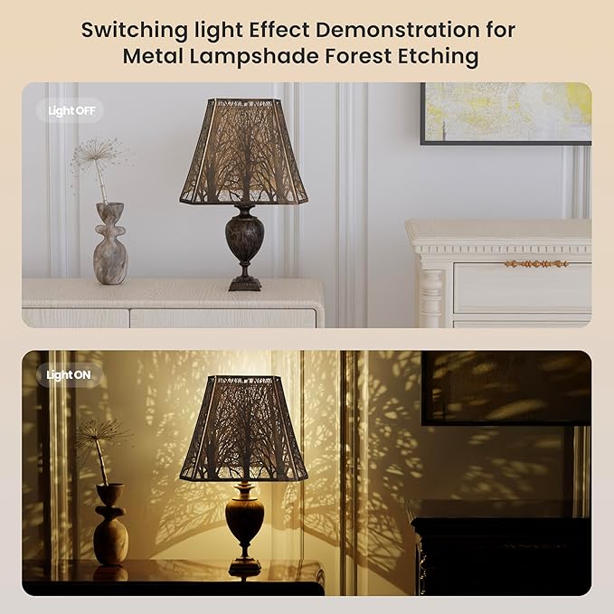 Large sconce lamp shade,metal spider rectangle lamp shade,modern lamp shades,table lamp shade for bedroom or living room (8+6.1)" Top x (13.8+8)" Bottom x 11" Hight,Bronze Gold