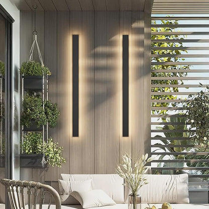 Aipsun Outdoor Lights 2 Pack,Modern Outdoor Wall Light Long Strip LED Wall Sconce IP65 Anti Rust Warm Light Fixture 3000K Exterior Wall Mount Lights for Entrance, Hallway, Garage, Porch