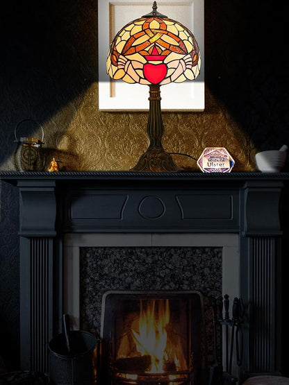 KY&BOSAM Tiffany Table Lamps Irish Gold Crown Celtic Style17500 Lumens Desk Lights Stained Glass Shade + UL E26 Lamp Holder+Zinc Base 12*12*19 Inch Living Room Bedroom St Patrick's Day Memory Decor