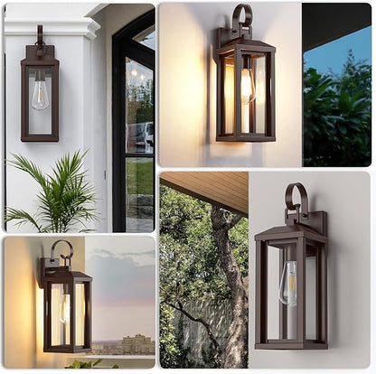 17" Brown Large Exterior Lighting Fixtures 2Pack, Waterproof Outdoor Wall Porch Lights Sconces Wall Mount, Coach Lights for Garage Carriage Lights Exterior for House