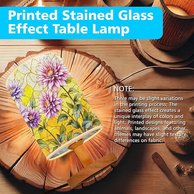 Aster Table Lamp LED 3-Color Pressed Bedside, Aster Shade Lamp with Wood Base for Bedroom Living Room Desk Office