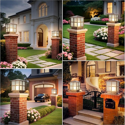 SLAWA Outdoor Post Lights Fixture, Modern Yard Entry Outdoor Column Lights with Aluminum Housing, Patio Pillar Lights Outdoor with Tempered Glass, IP65 Waterproof