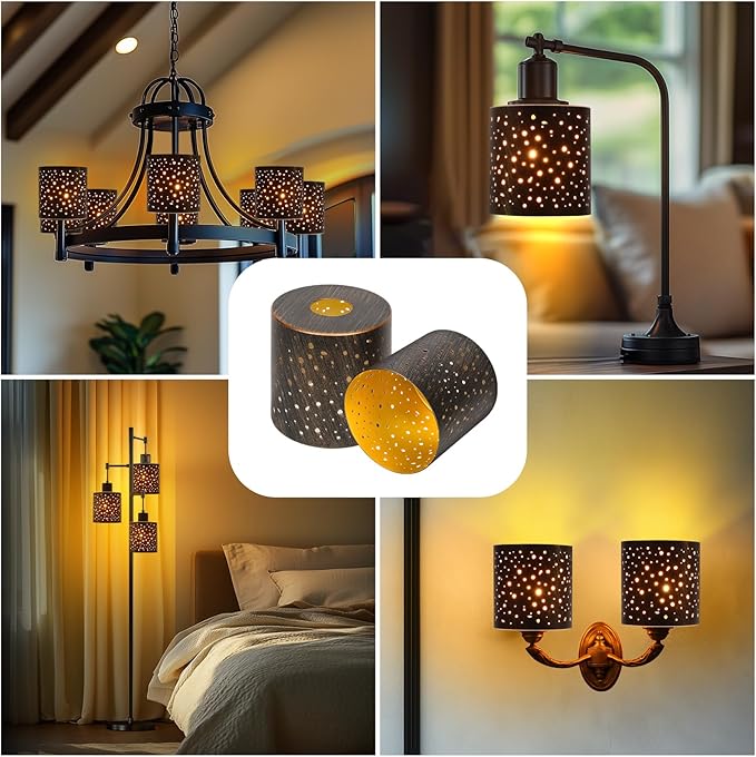 2 Pack Metal Lamp Shades, Cylinder Lamp Shade with 1-5/8" Fitter, Antique Bronze Lampshade Replacement for Lighting Fixture,Chandelier,Table Lamp,Wall Lamp, Floor Lamp, Diameter 4.75 in Height 5in