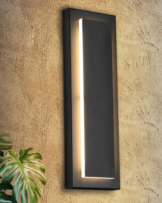 tewei 15.7 Inch Modern Outdoor Wall Sconce, Long Black LED Exterior Lighting Fixtures, Modern Large Outdoor Front Porch Lights Outside Wall Mount Lights for House, Warm White 3000K, 1 Pack